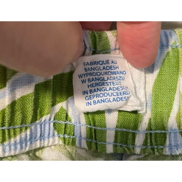 Sigrid Olsen Linen Wide Leg Pants L Green Tropical Beach Casual Resort Lagenlook - Picture 6 of 8